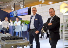 Jacob Boxhoorn and Ronaldt Thoen in front of the Bosman Van Zaal stand, where the TraySpacer they brought was an eye-catcher.